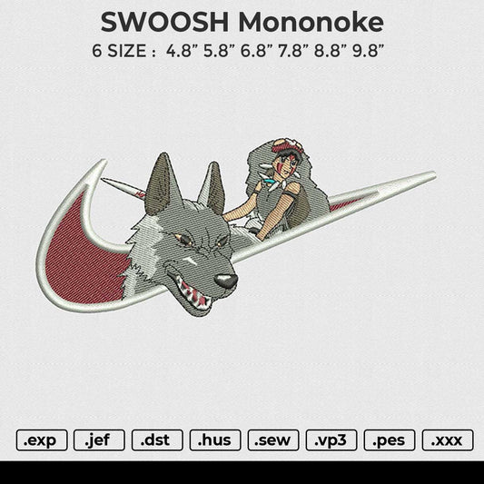 SWOOSH mononoke Embroidery File 6 size