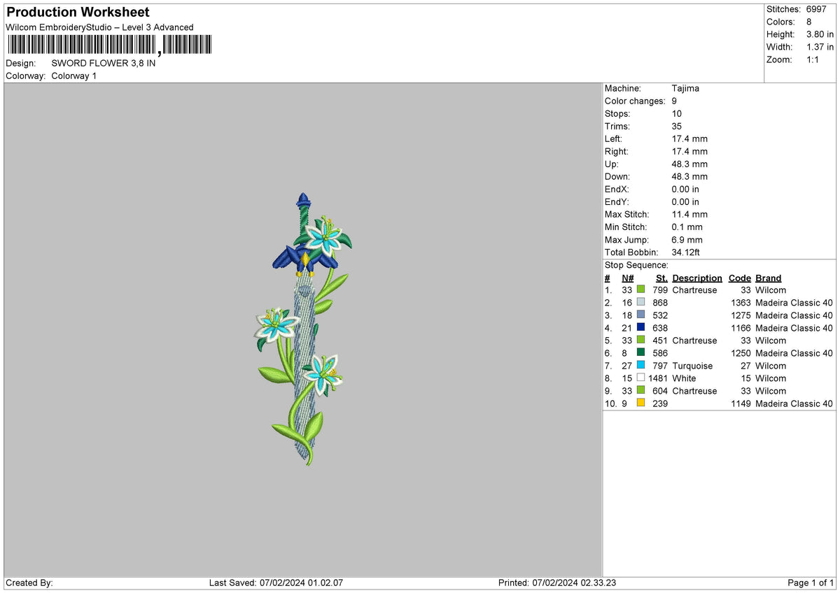 Flowers0702 Embroidery File 6 sizes