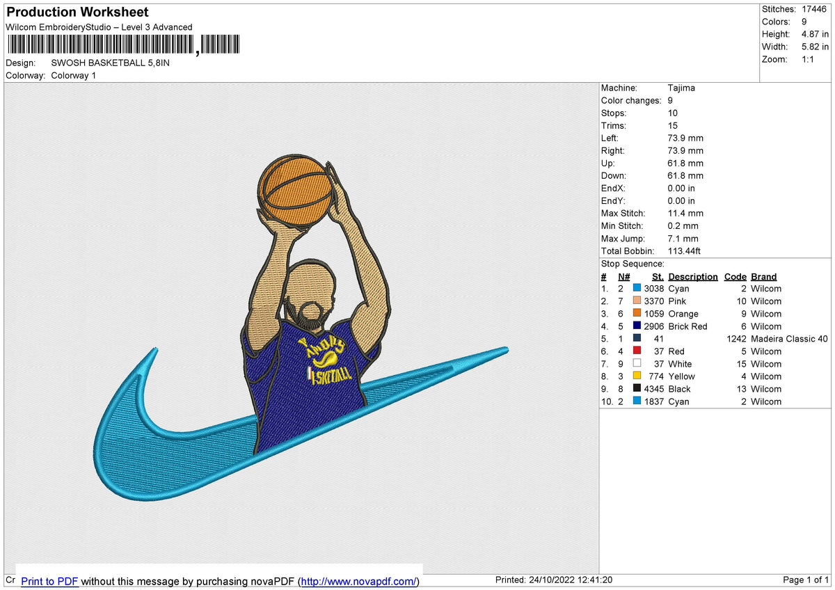 SWOOSH BASKETBALL Embroidery