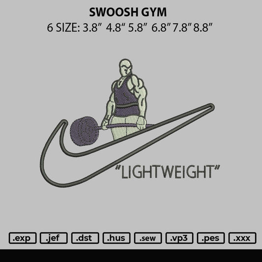 Swoosh Gym Embroidery File 6 sizes