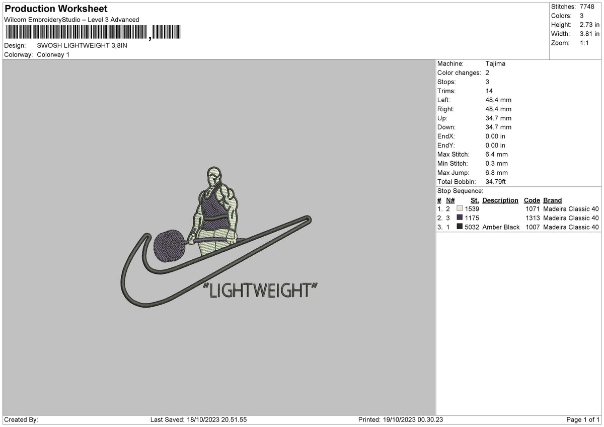 Swoosh Gym Embroidery File 6 sizes