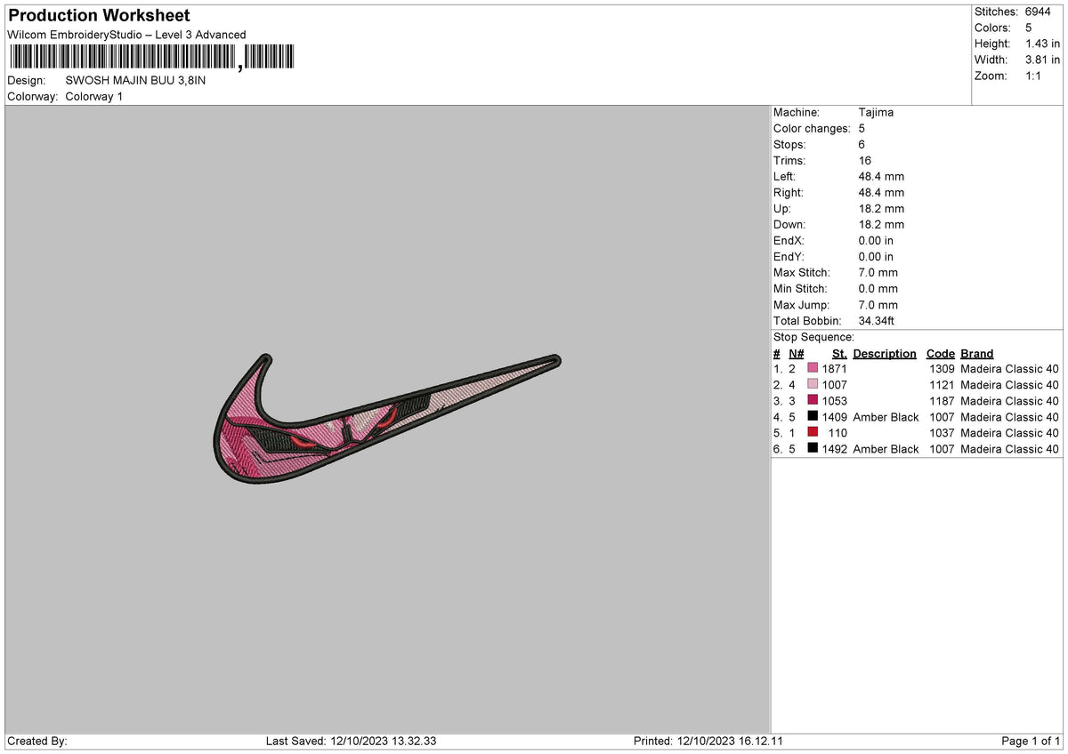 Swoosh M Buu Embroidery File 6 sizes
