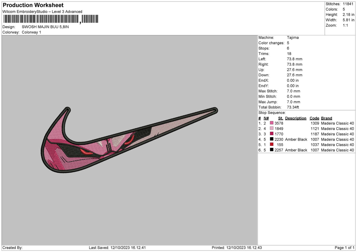 Swoosh M Buu Embroidery File 6 sizes