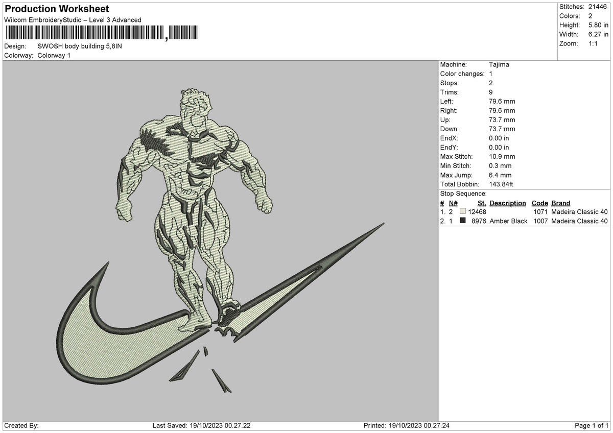 Swoosh Building Embroidery File 6 sizes