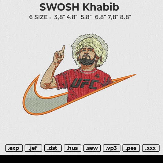 SWOSH khabib Embroidery File 6 size