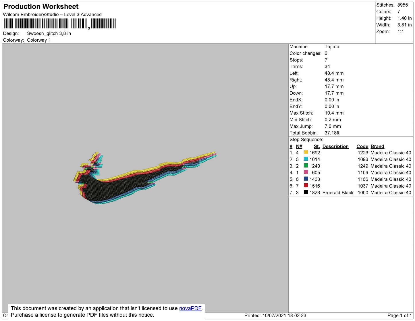 Swoosh Glitch Embroidery