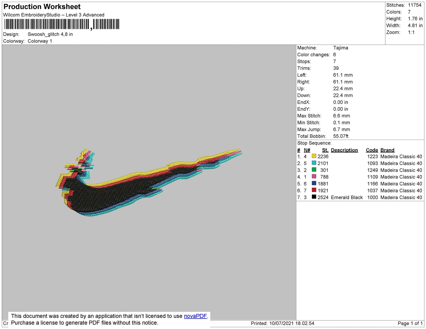 Swoosh Glitch Embroidery