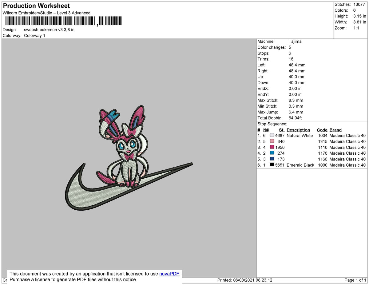 Swoosh Pokemon V3 Embroidery