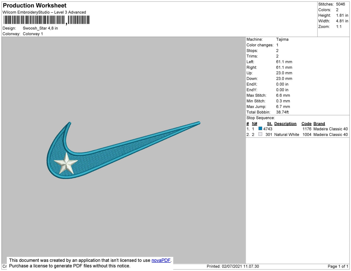 Swoosh Star Embroidery