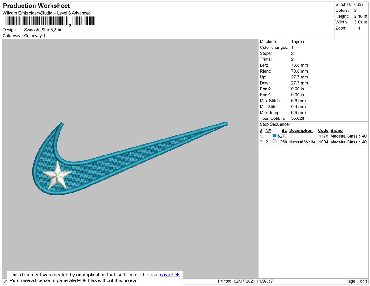 Swoosh Star Embroidery