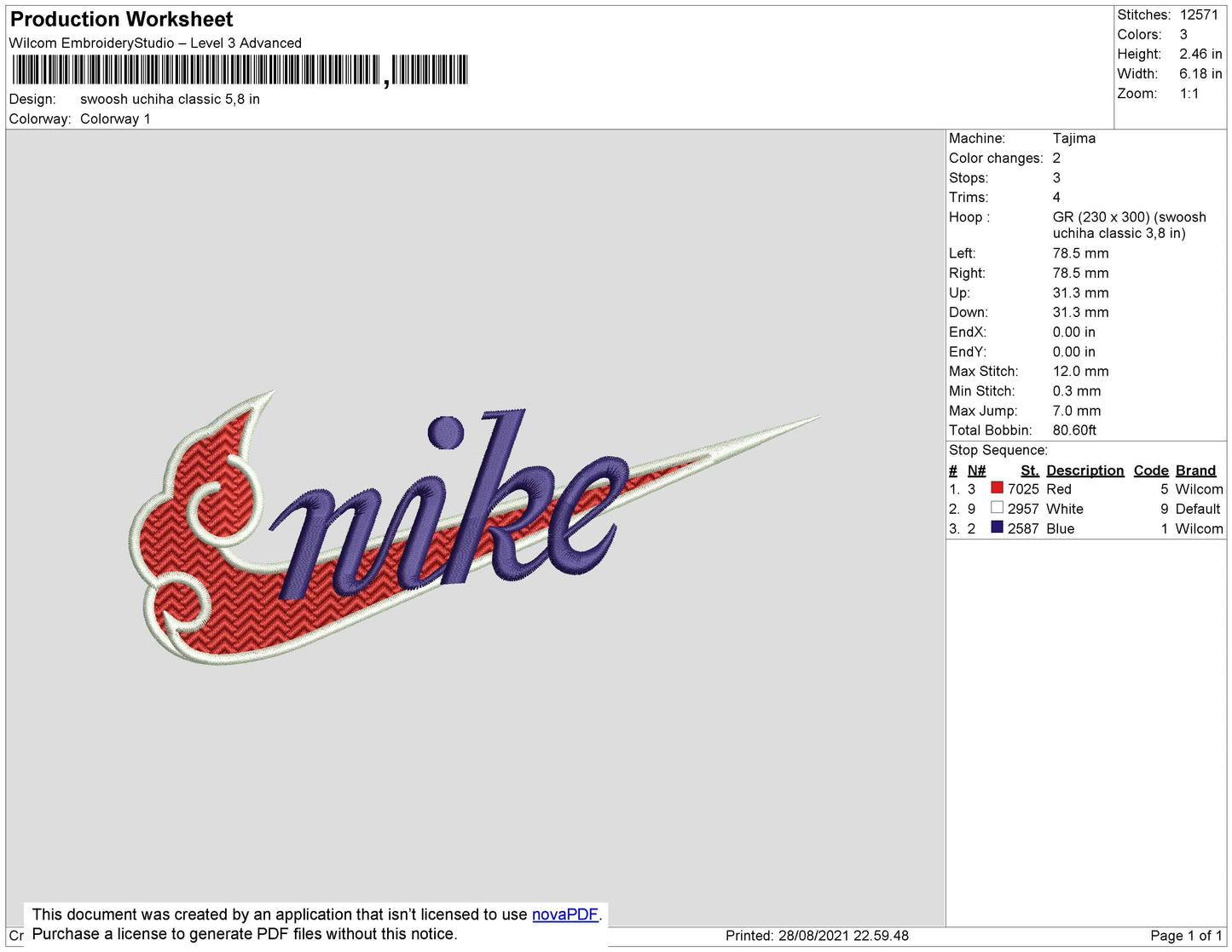Swoosh Uciha Embridery