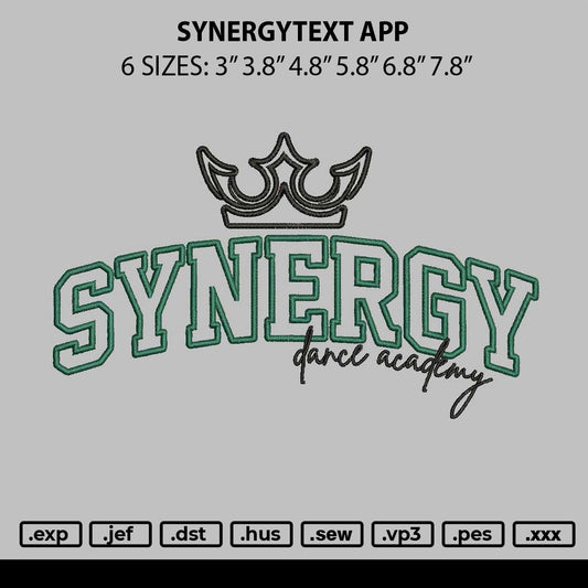 Synergytext App Embroidery File 6 sizes
