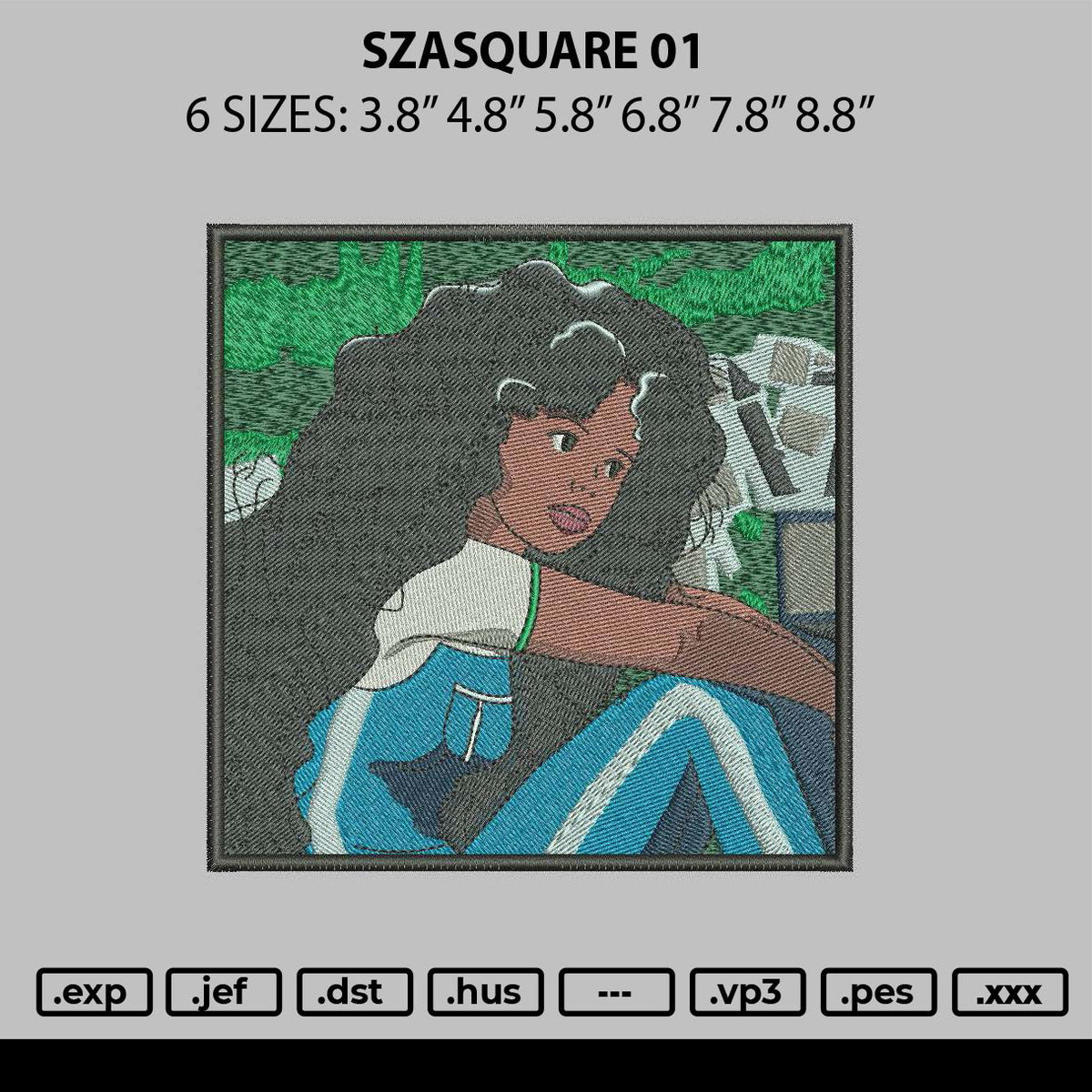 Szasquare 01 Embroidery File 6 sizes