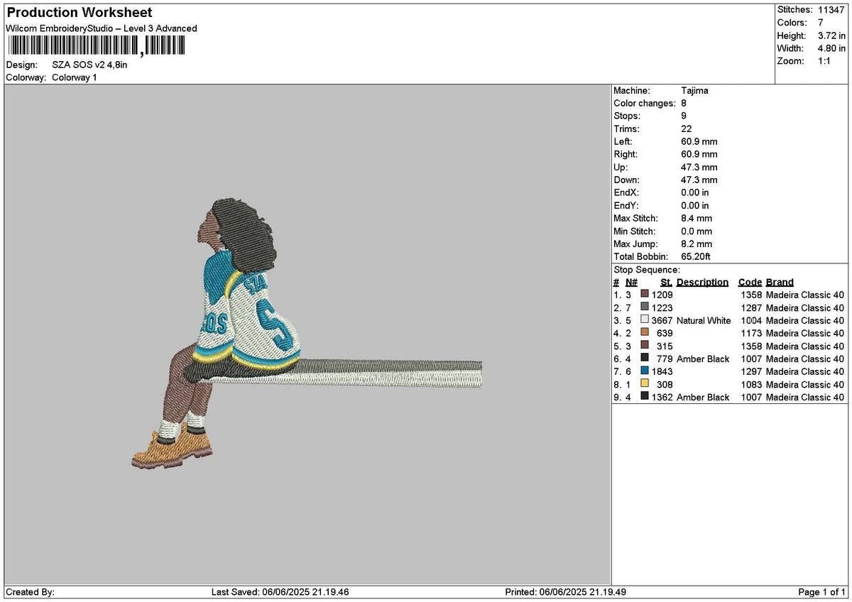Sza V2 Embroidery File 6 sizes