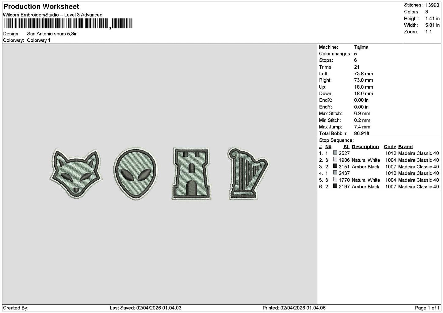 Alien Icons Embroidery File 6 sizes