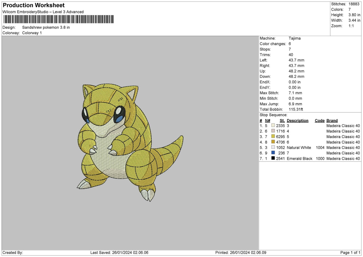 Pokesand Embroidery File 6 sizes