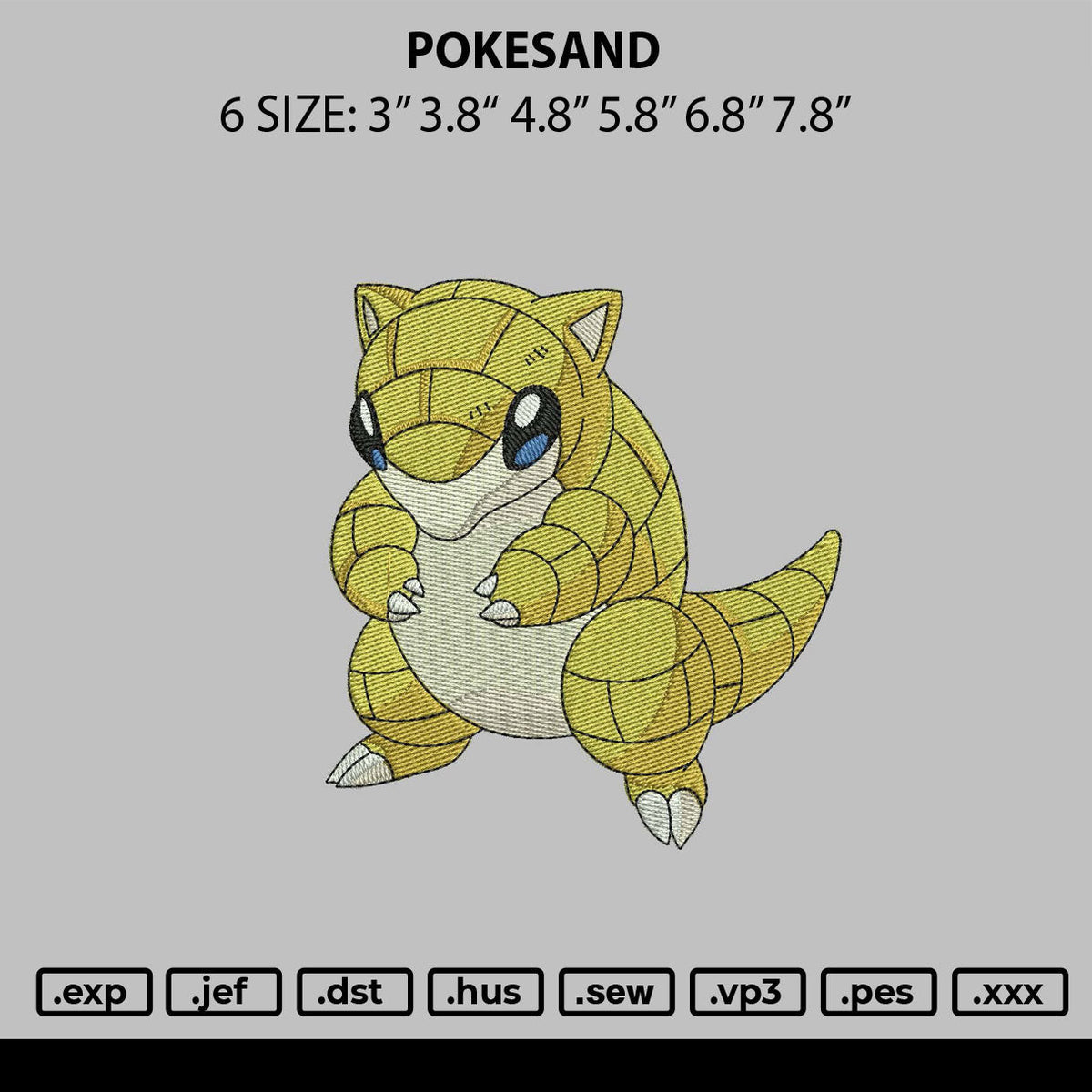 Pokesand Embroidery File 6 sizes