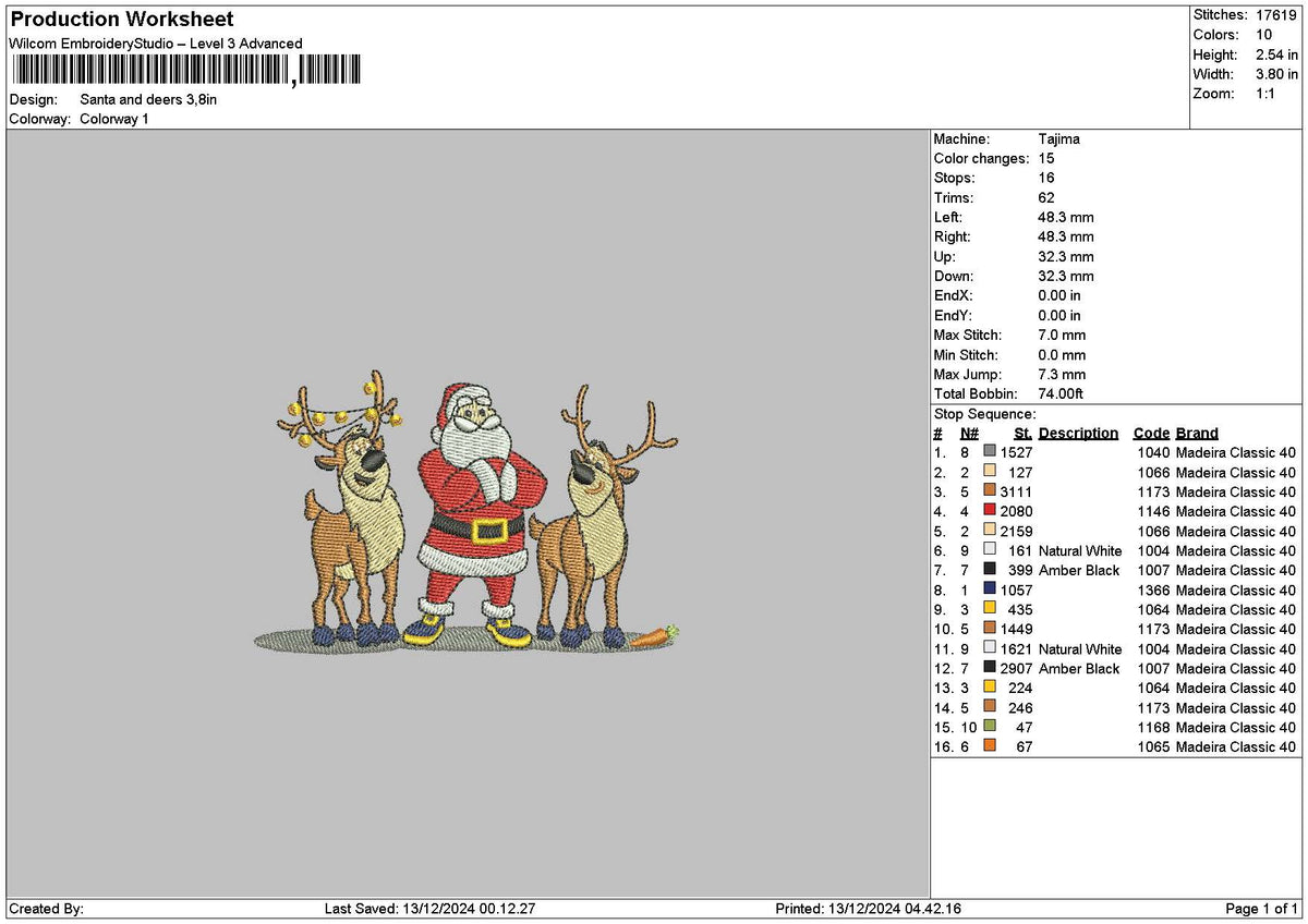 Santadeers 1312 Embroidery File 6 sizes