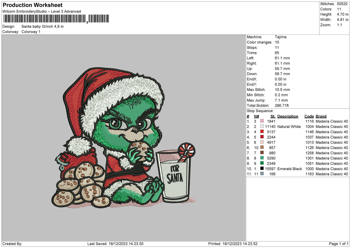 Santa Grinch 02 Embroidery File 6 sizes