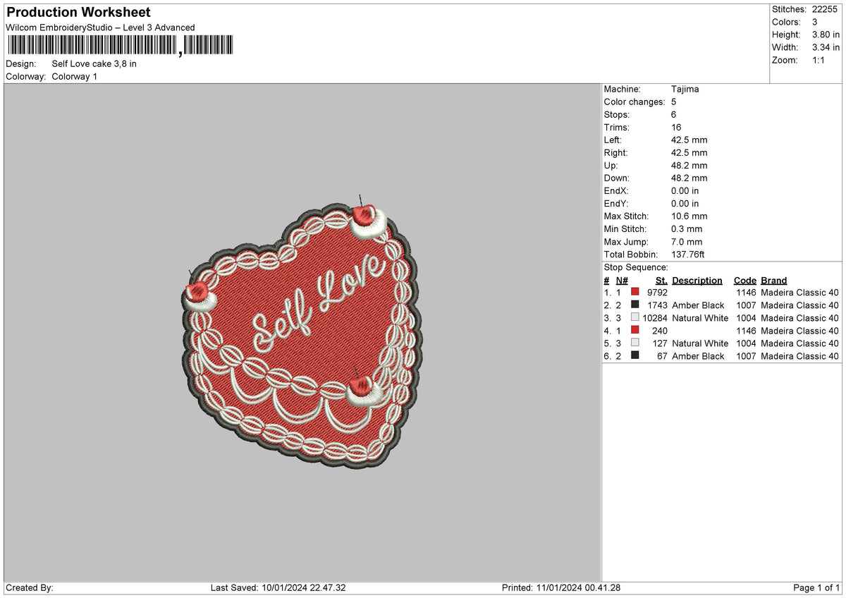 Selflove Heart Embroidery File 6 sizes
