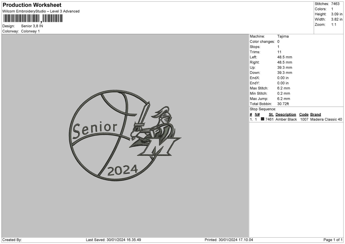 Senior 24 Embroidery File 6 sizes