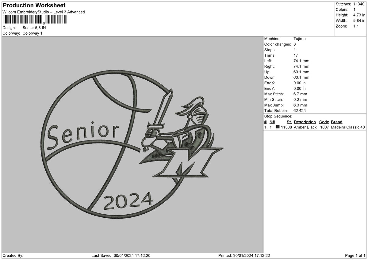 Senior 24 Embroidery File 6 sizes