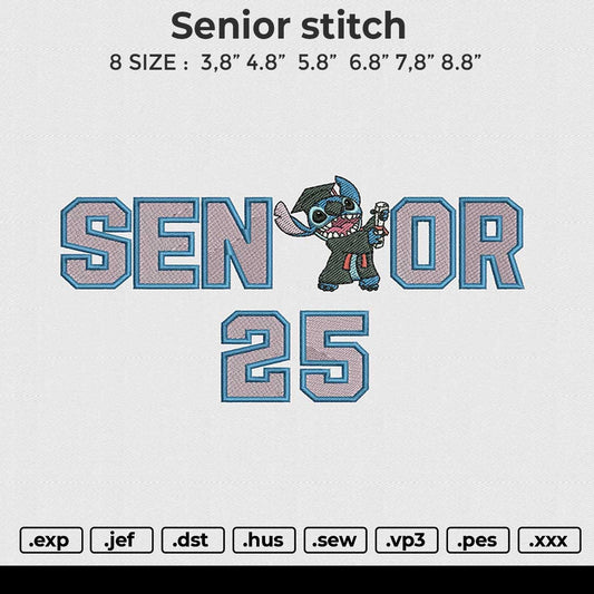 Senior Stitch Embroidery File 6 size