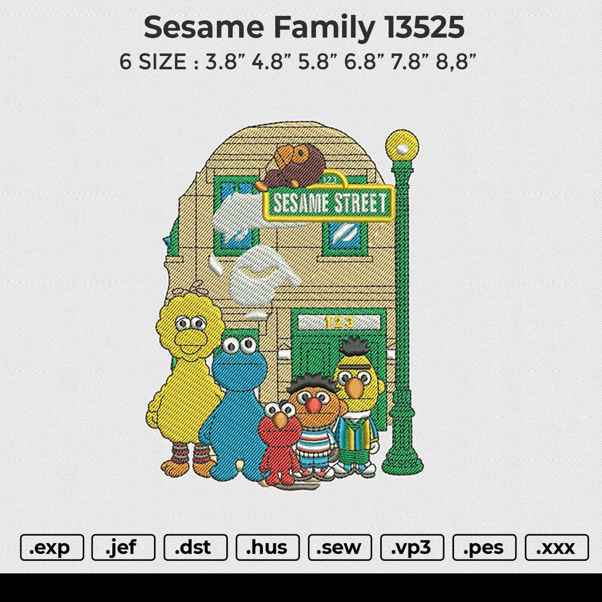 Sesame family 13525 Embroidery File 6 size