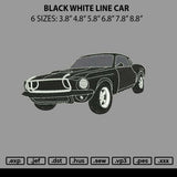 Black White Line Car mbroidery File 6 sizes