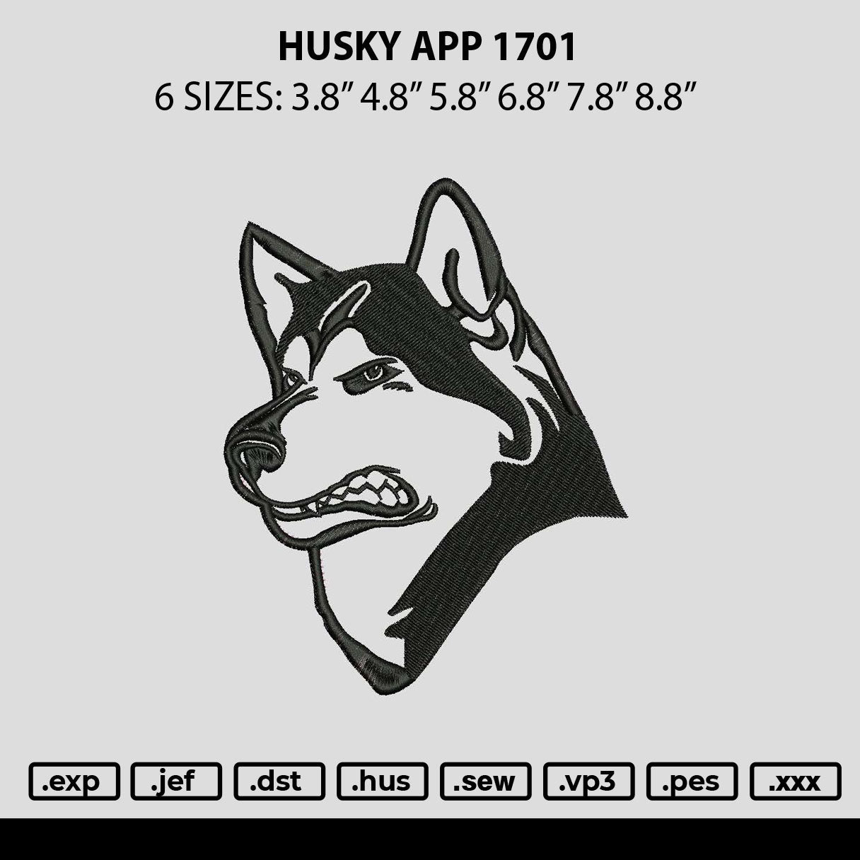 Husky App 1702 Embroidery File 6 sizes