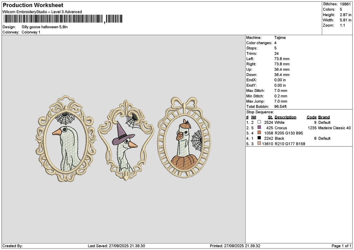 Ducks Halloween Embroidery File 6 sizes
