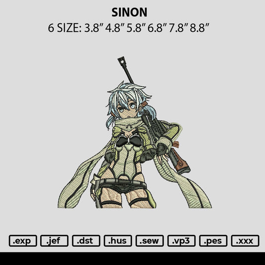 Sinon Embroidery File 6 sizes