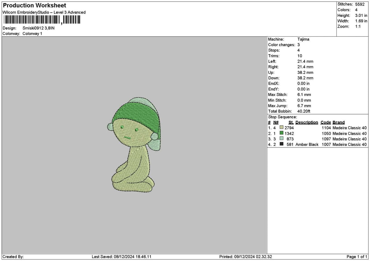 Flathuman 0912 Embroidery File 6 sizes