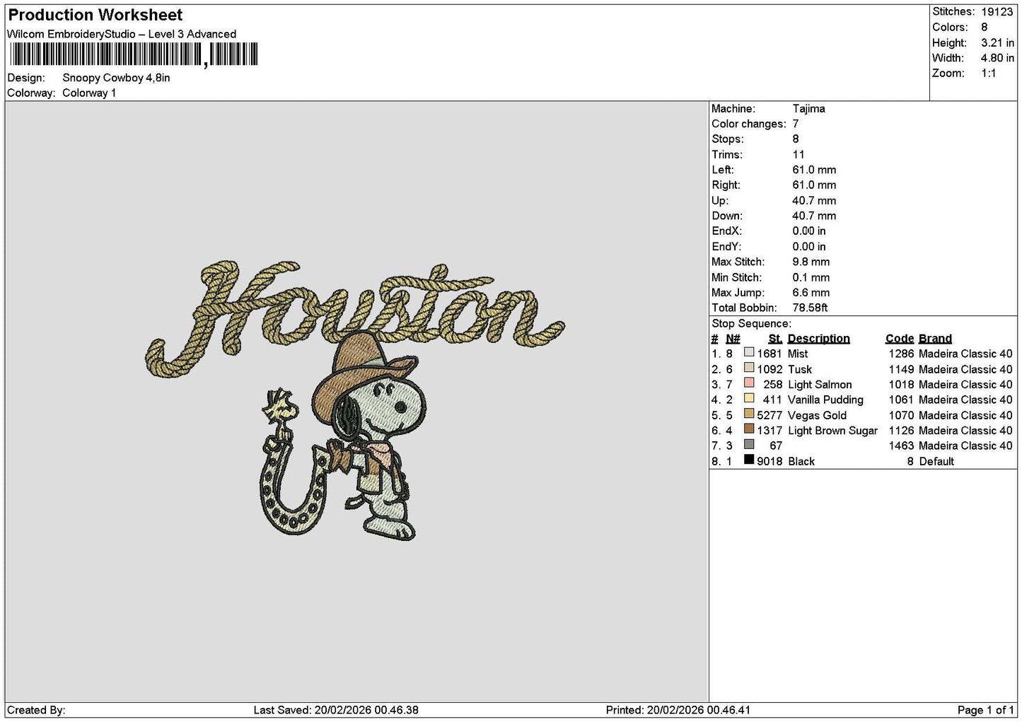 Snoopy1902b Embroidery File 6 sizes