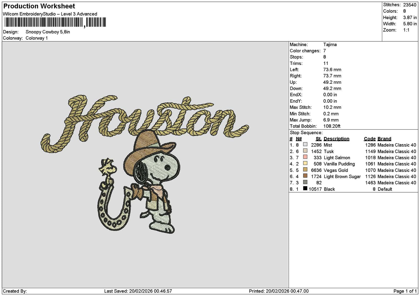 Snoopy1902b Embroidery File 6 sizes