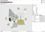 Snoopy Birthday  Embroidery File 6 size
