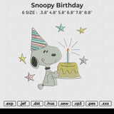 Snoopy Birthday  Embroidery File 6 size