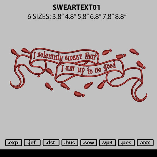 Sweartext 01 Embroidery File 6 sizes