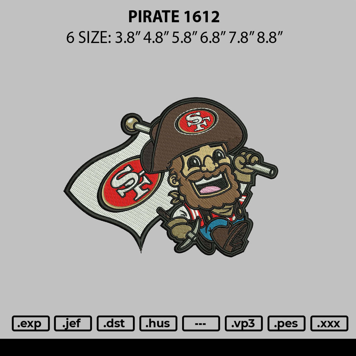 Pirate 1612 Embroidery File 6 sizes