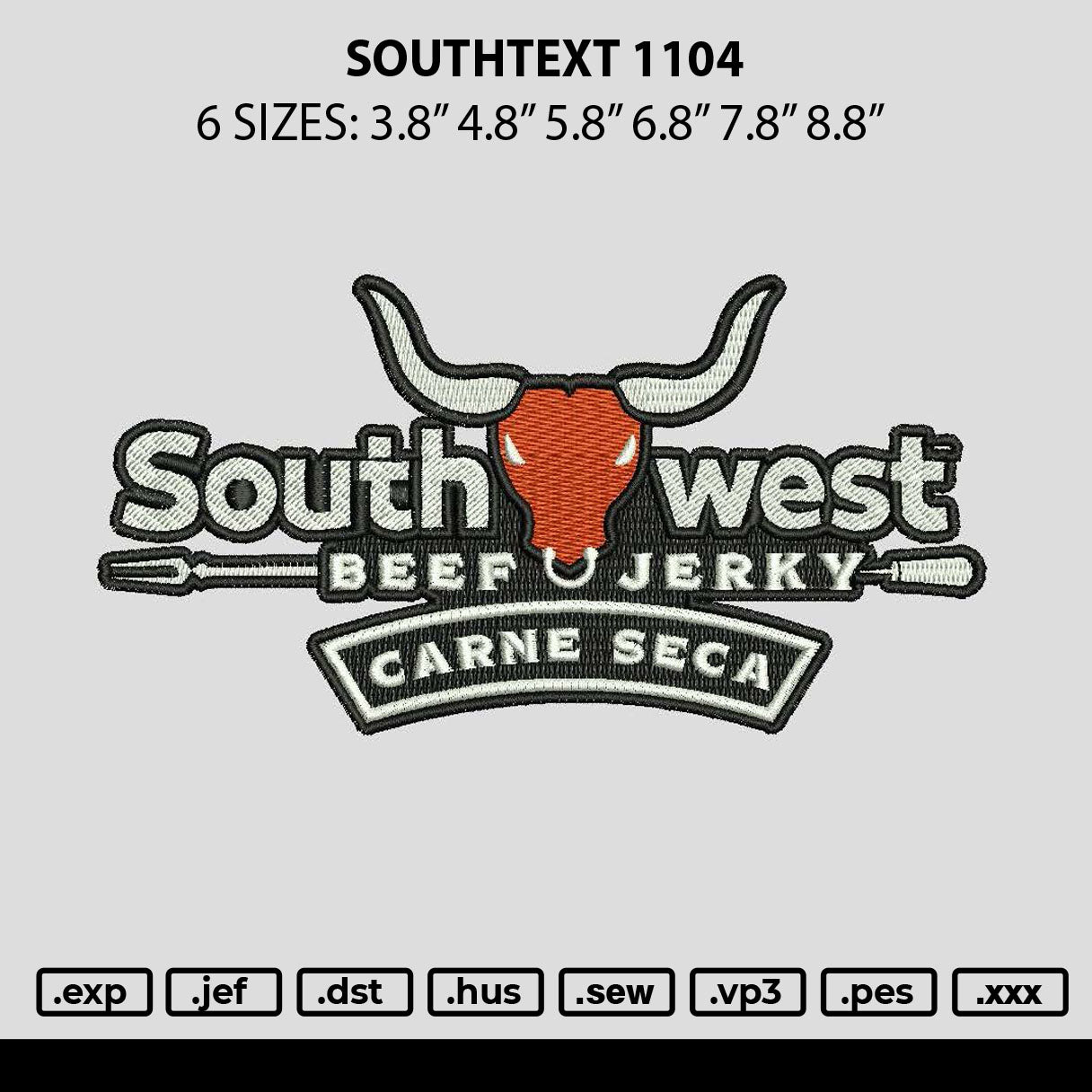 Southtext 1104 Embroidery File 6 sizes