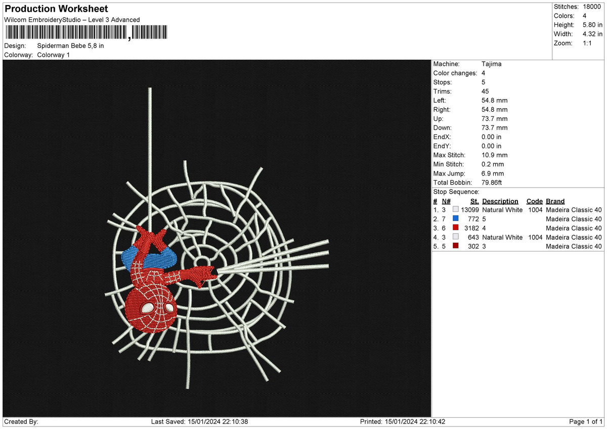 Spiderman Bebe Embroidery File 6 size