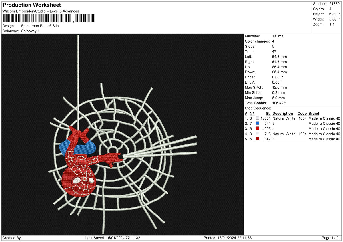Spiderman Bebe Embroidery File 6 size