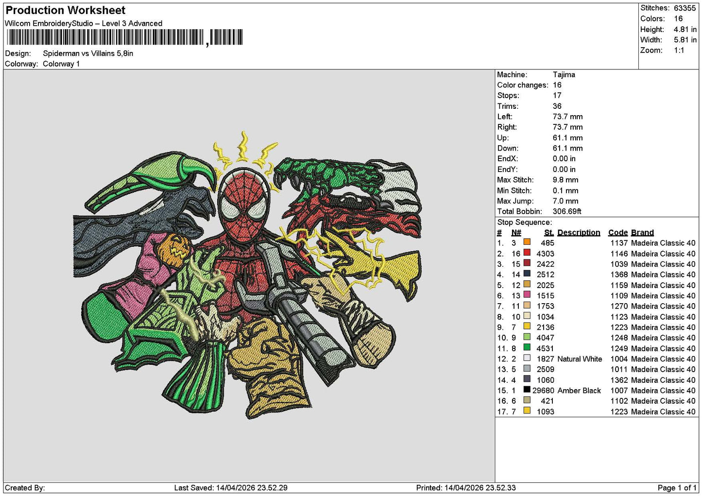 Spider 1404 Embroidery File 6 sizes