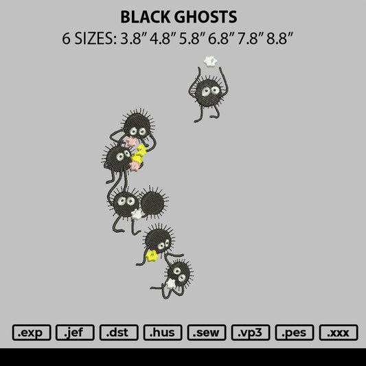 Black Ghosts Embroidery File 6 sizes
