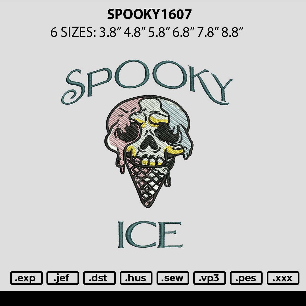 Pumpkintext 1607 Embroidery File 6 size