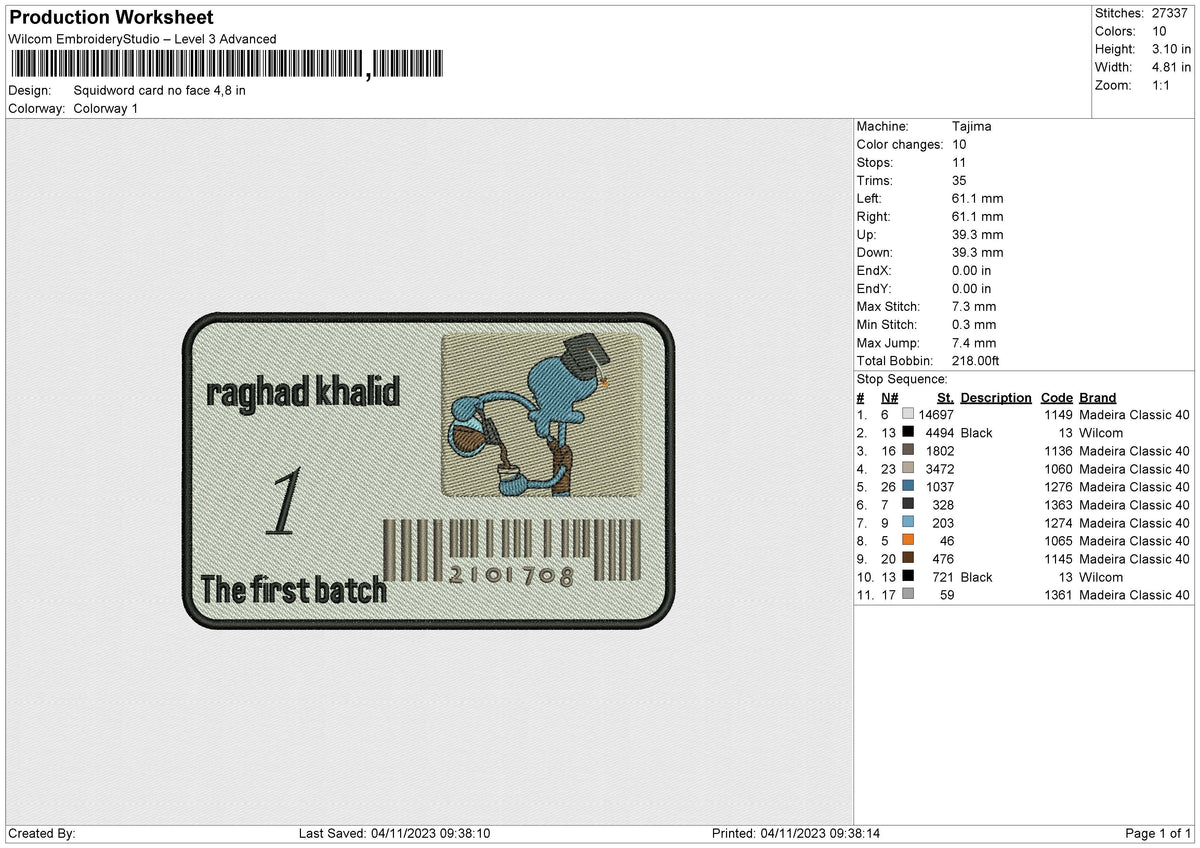 Squidword Card no face Embroidery File 6 size