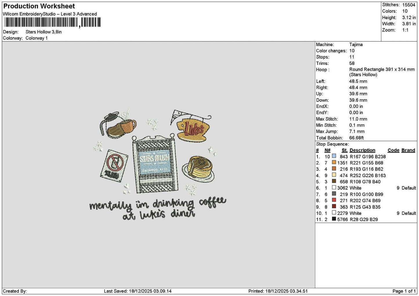 Starstext 1812 Embroidery File 6 sizes