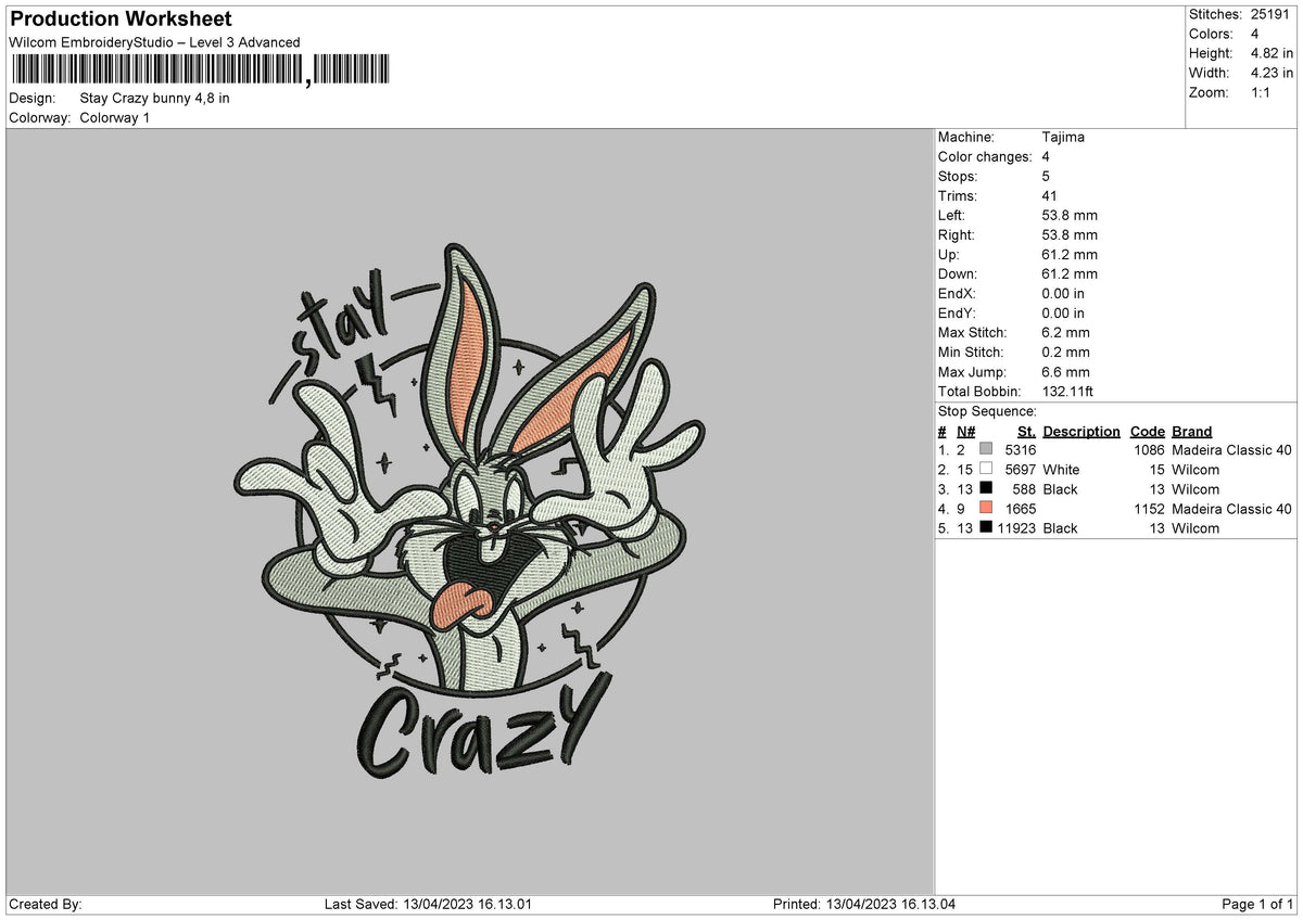 Stay Crazy Embroidery