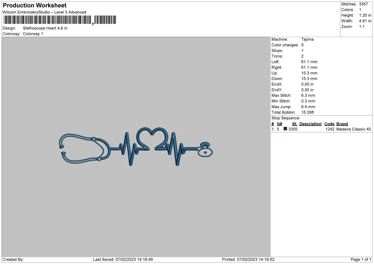 Stethoscop Heart 02 Embroidery File 6 sizes