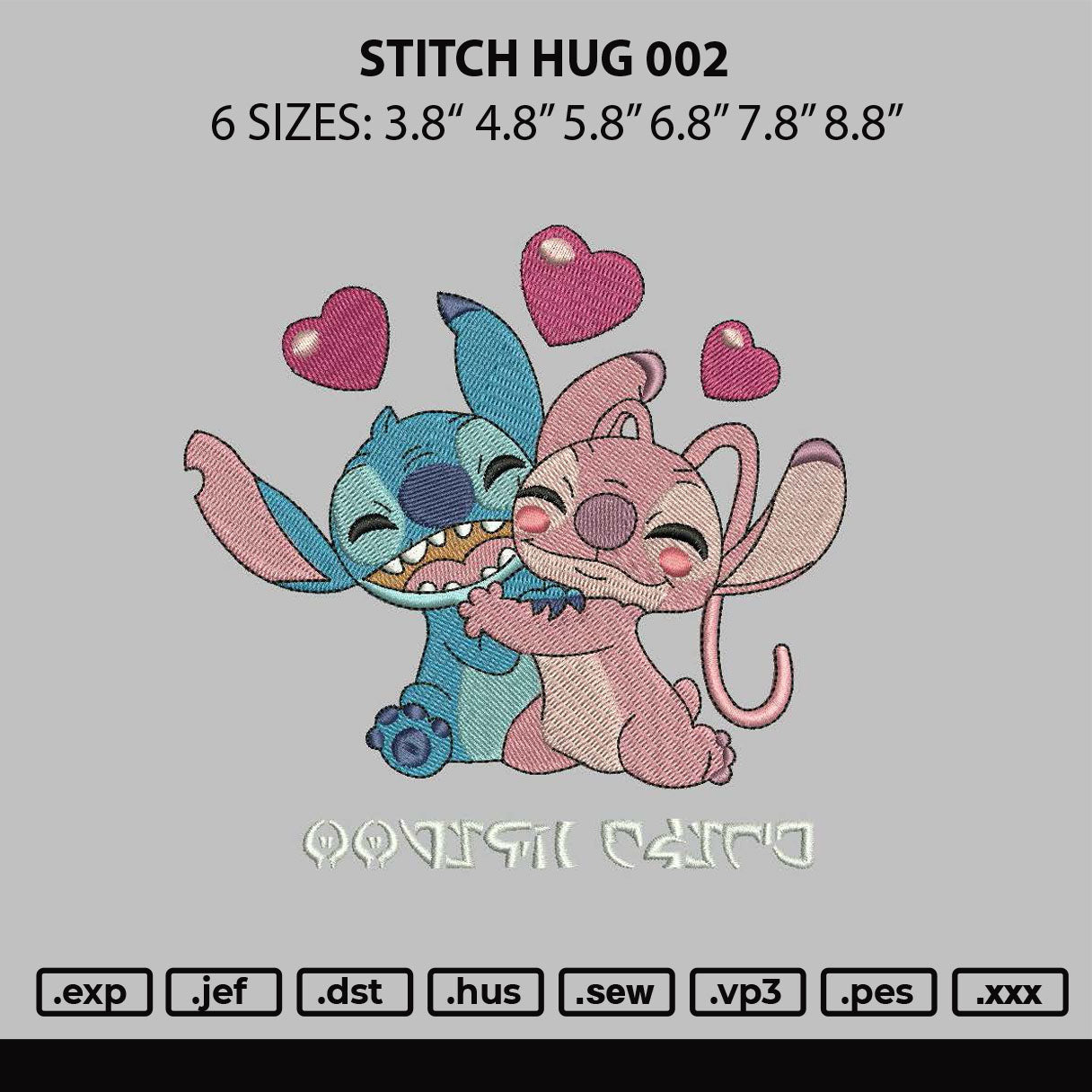 Stitch Hug 002 Embroidery File 6 sizes